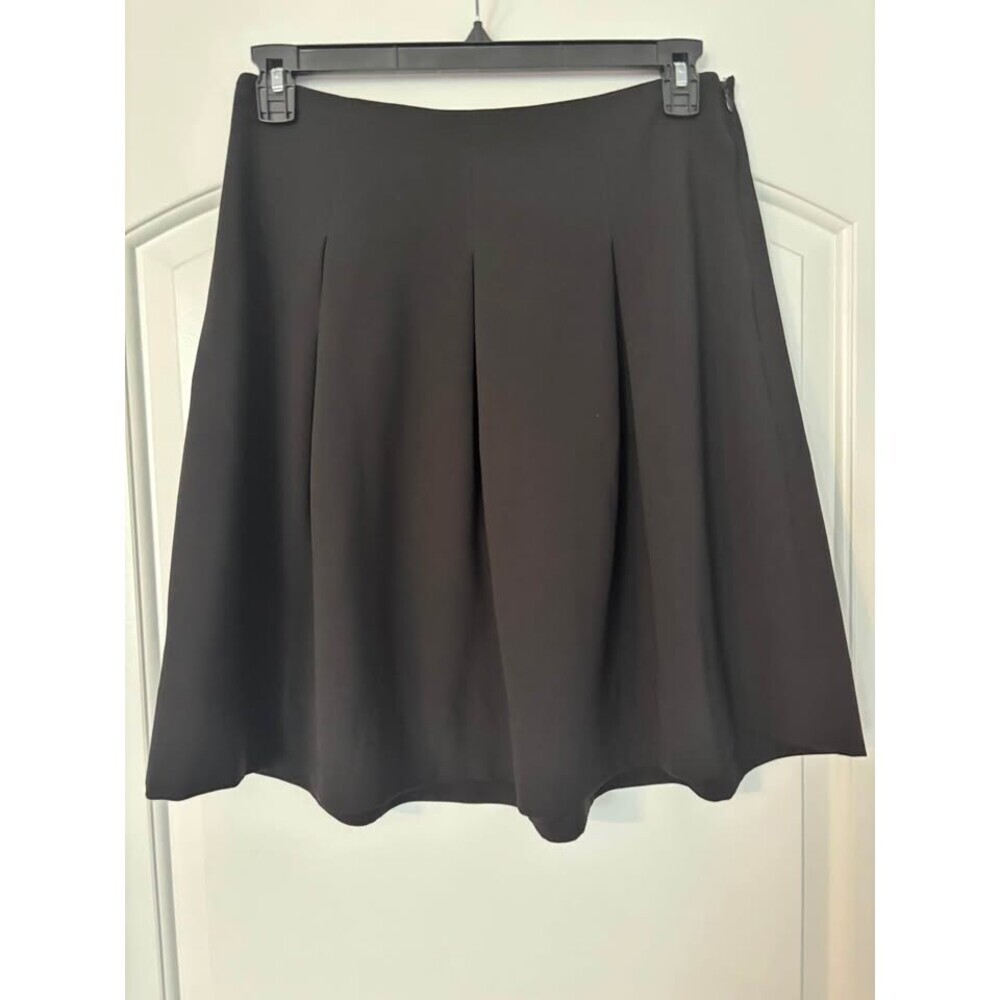 White House Black Market Black Pleated A-Line Skirt Size 6 Box Pleat